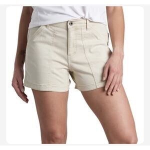 Kuhl Shorts Kultivatr 4" Womens 10 Stone Twill Outdoor Hiking Logo UPF50+ #6411